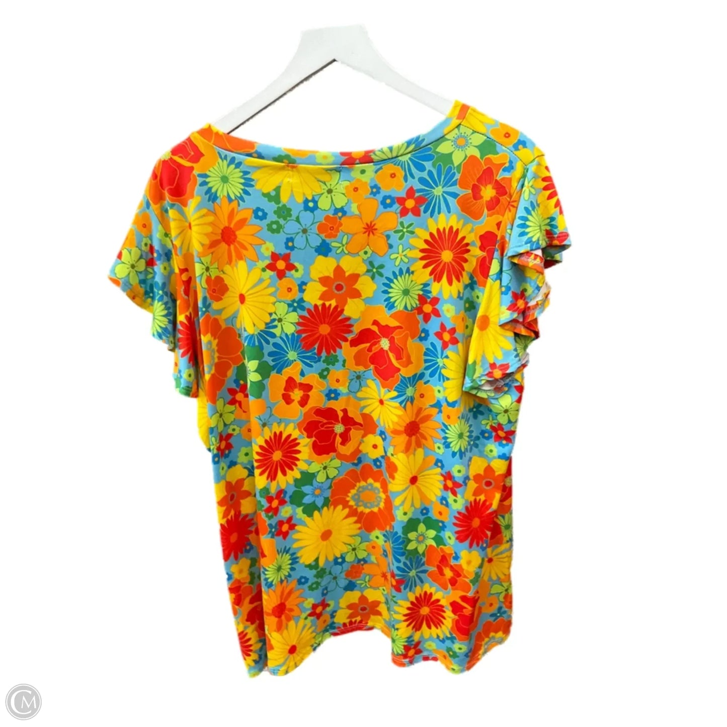 Top Short Sleeve By Haptics In Orange & Yellow, Size: 3x