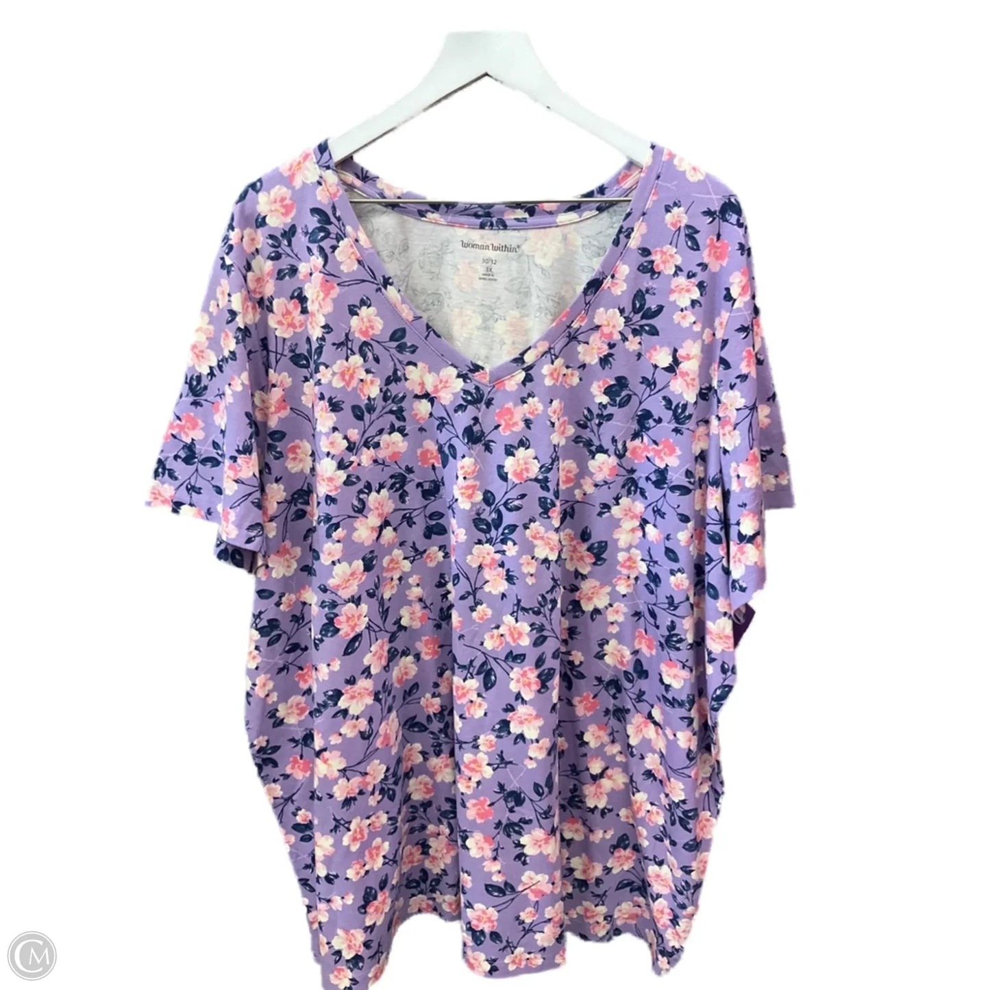Top Short Sleeve By Woman Within In Purple, Size: 3x