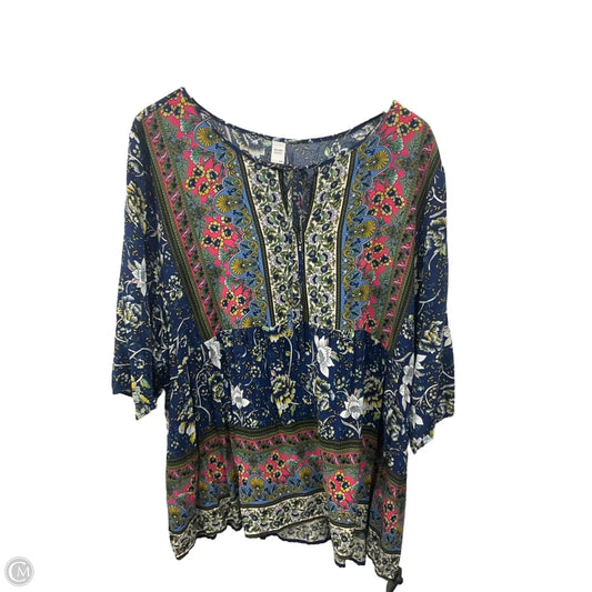 Top Short Sleeve By Clothes Mentor In Blue, Size: 3x