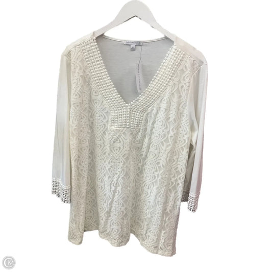 Top 3/4 Sleeve By Notations In Ivory, Size: 2x