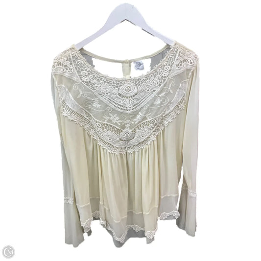 Top Long Sleeve By Clothes Mentor In Cream, Size: Xxl