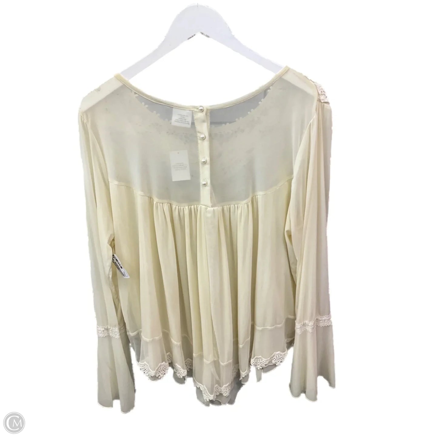 Top Long Sleeve By Clothes Mentor In Cream, Size: Xxl
