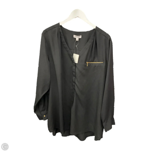 Top Long Sleeve By Calvin Klein In Black, Size: 1x