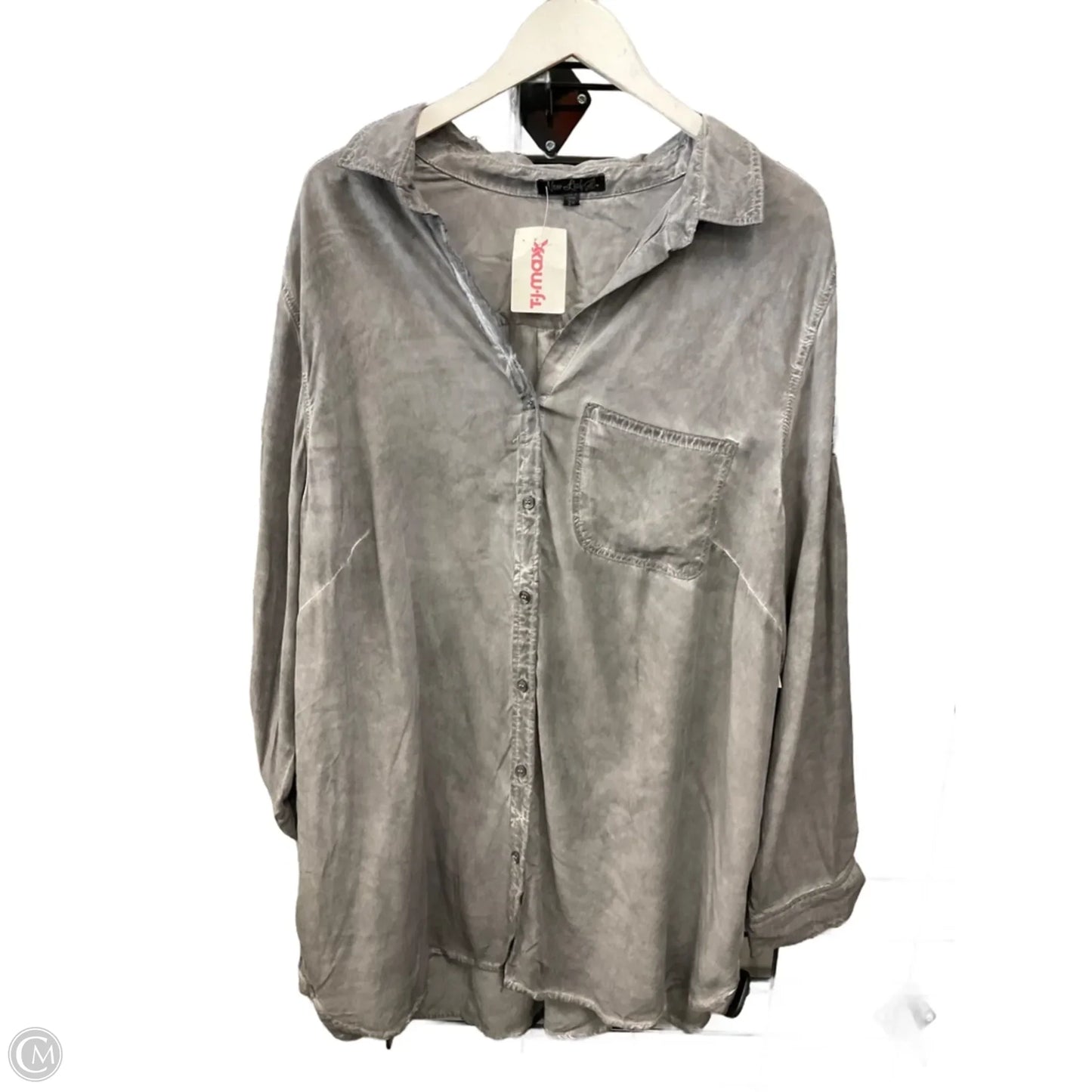Top Long Sleeve By Clothes Mentor In Grey, Size: 2x
