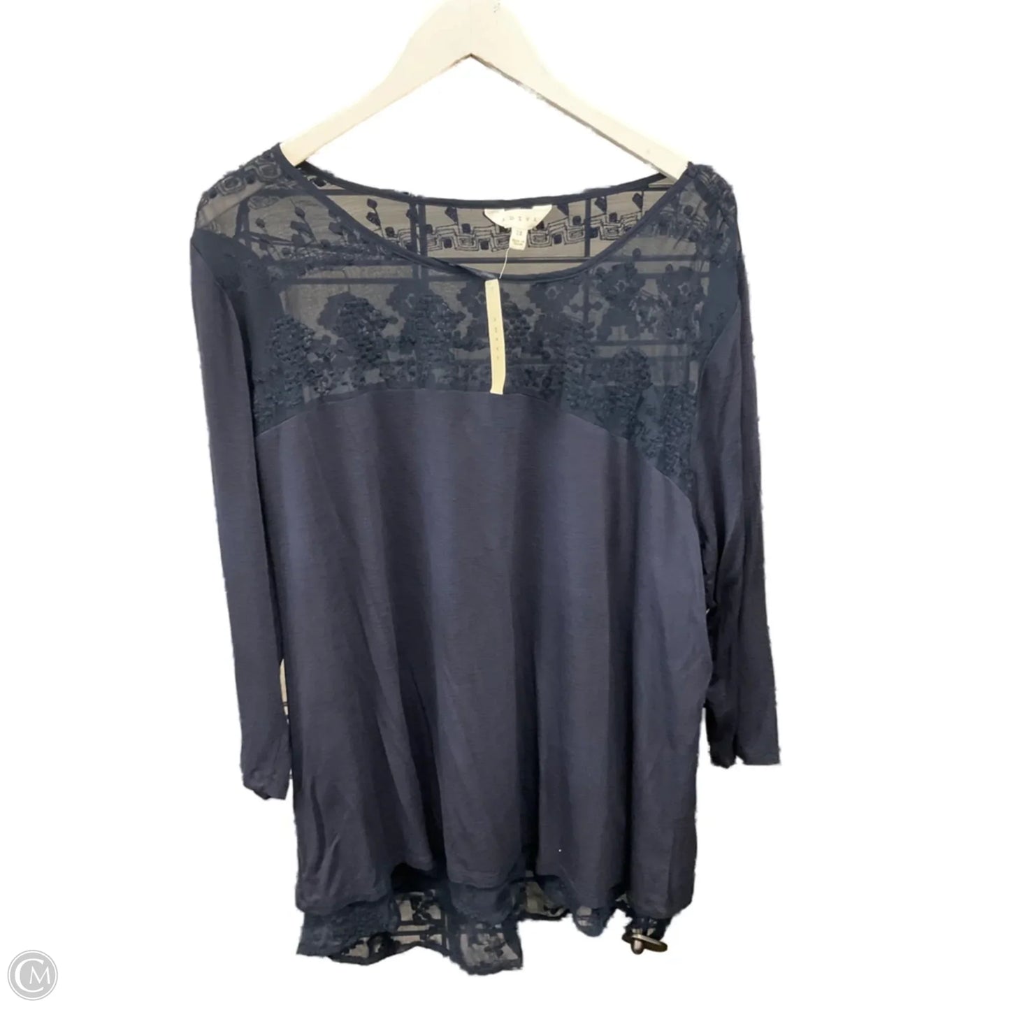 Top Short Sleeve By Adiva In Navy, Size: 2x