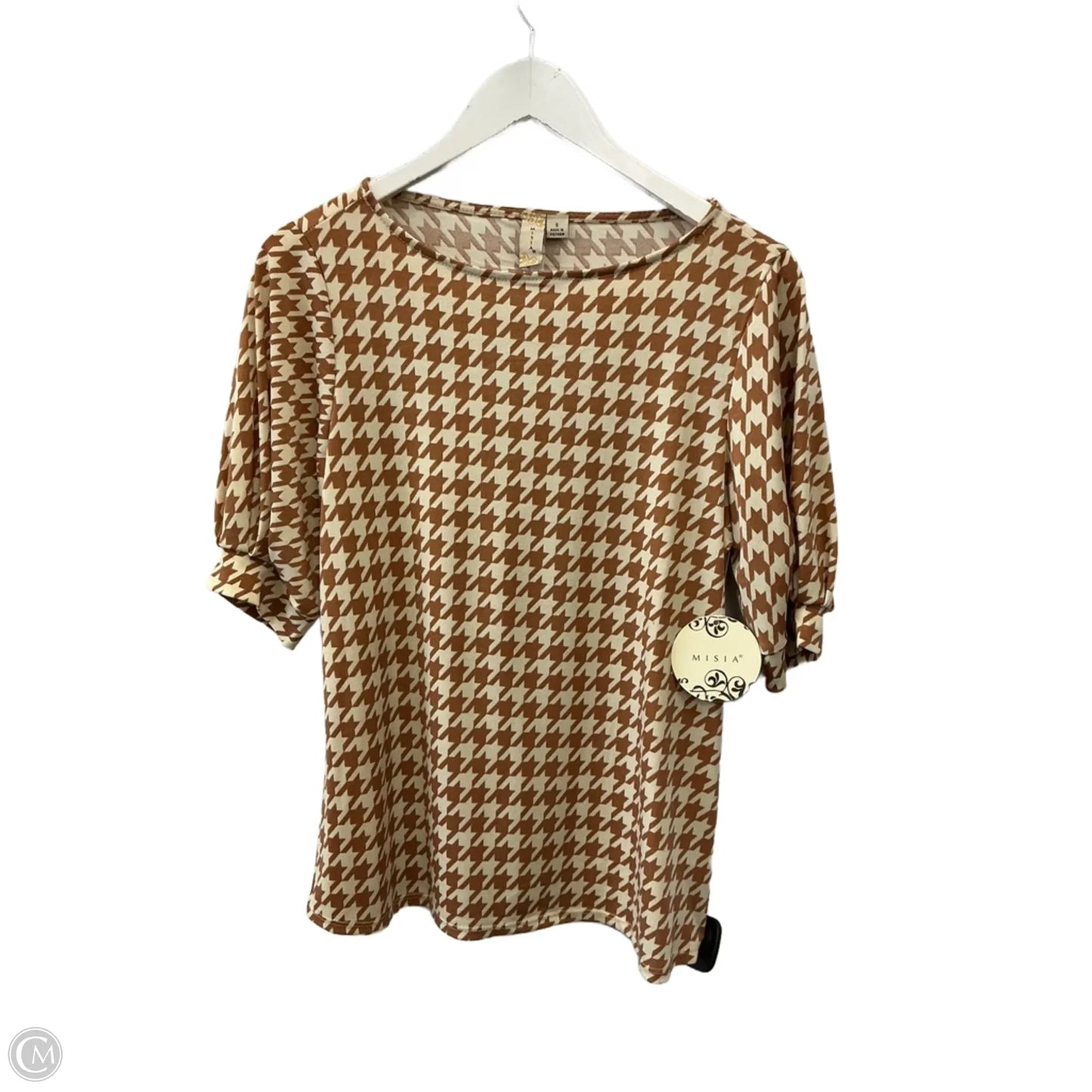 Top Short Sleeve By Misia In Beige, Size: S
