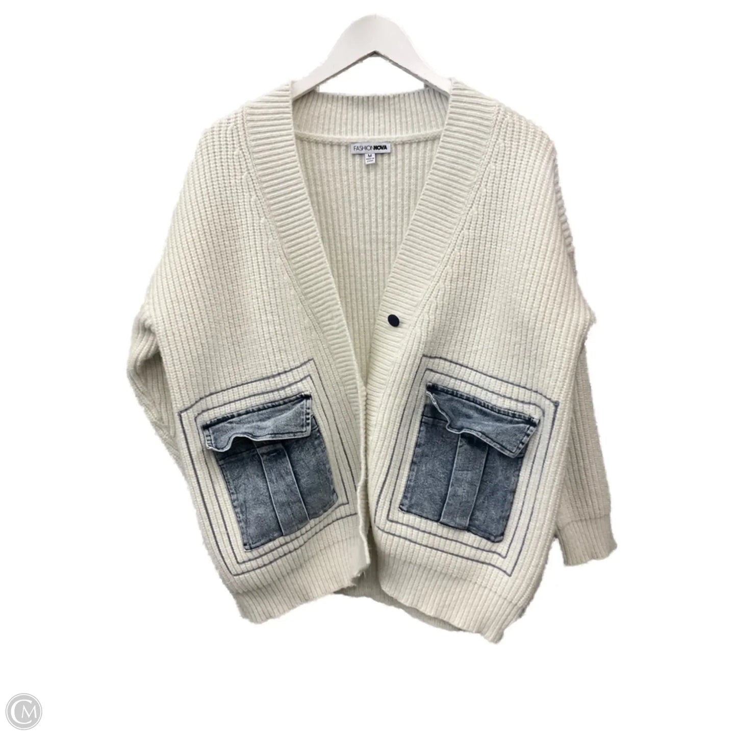 Sweater Cardigan By Fashion Nova In White, Size: M