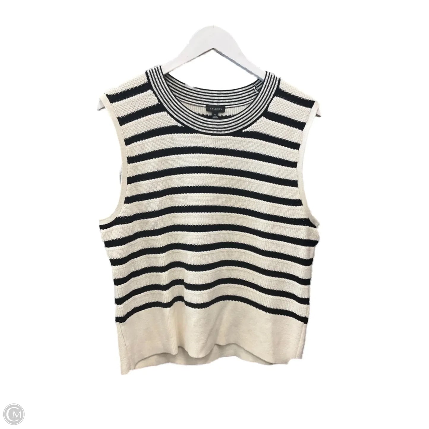 Vest Sweater By Talbots In Black & White, Size: Xl