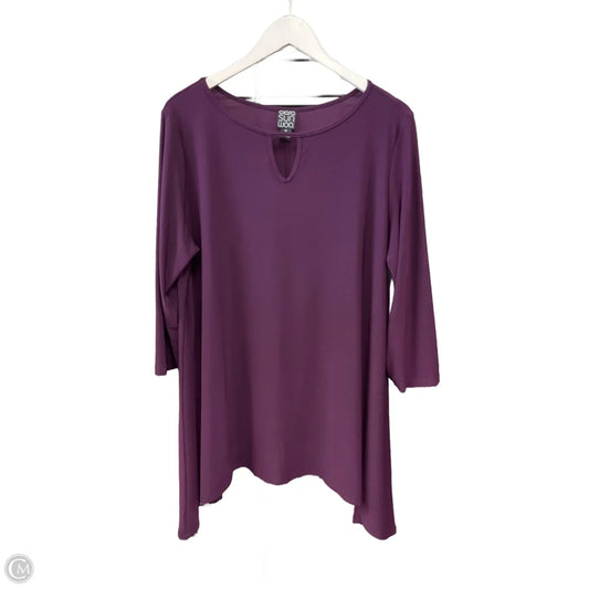 Top 3/4 Sleeve By Clara Sun Woo In Purple, Size: 1x
