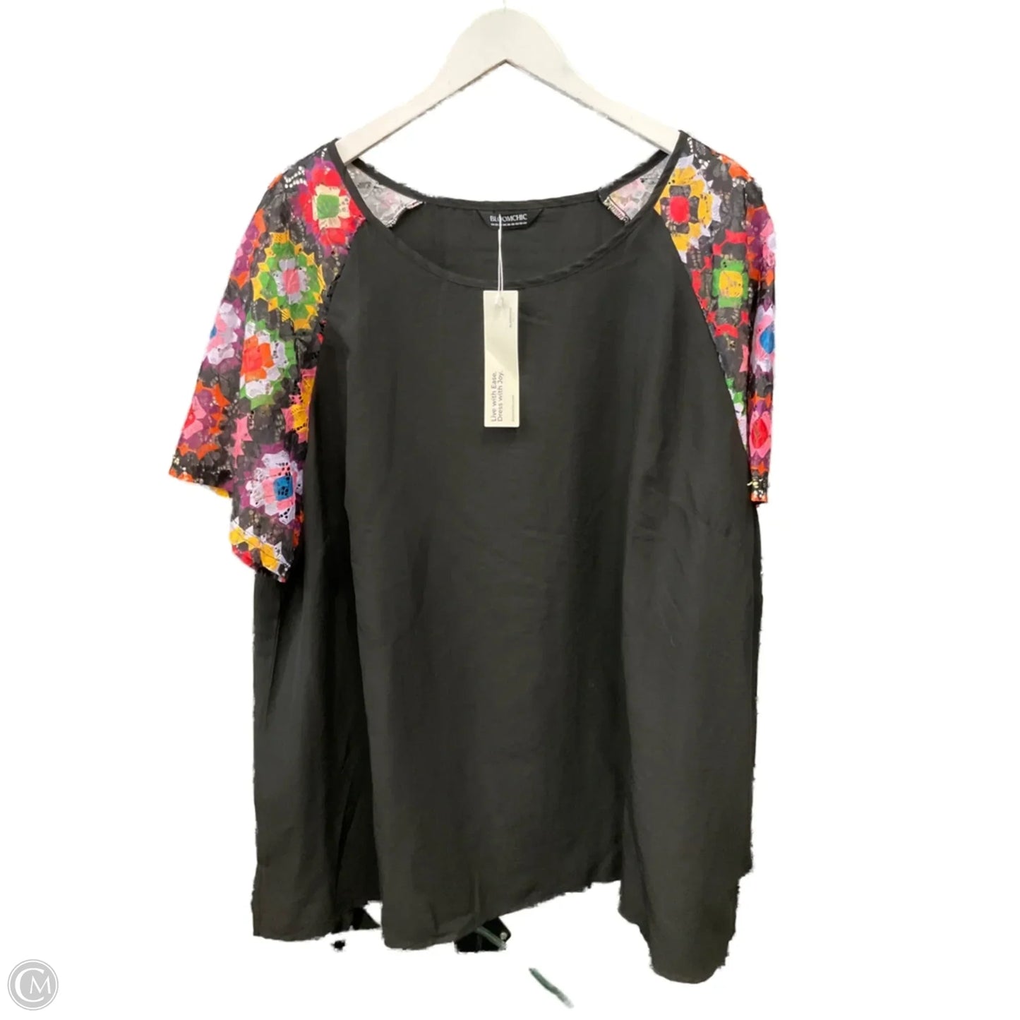 Top Short Sleeve By Bloomchic In Black, Size: 3x