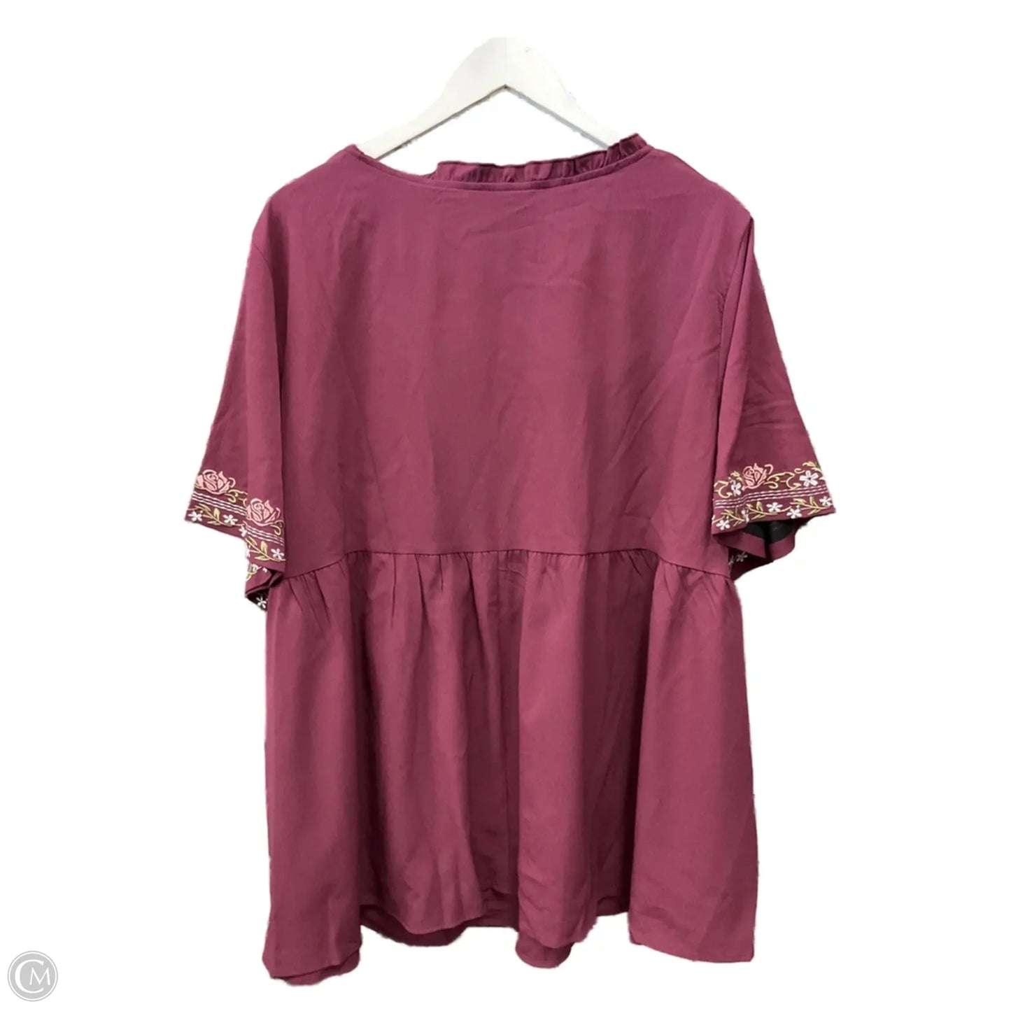 Top Short Sleeve By Bloomchic In Maroon, Size: 3x