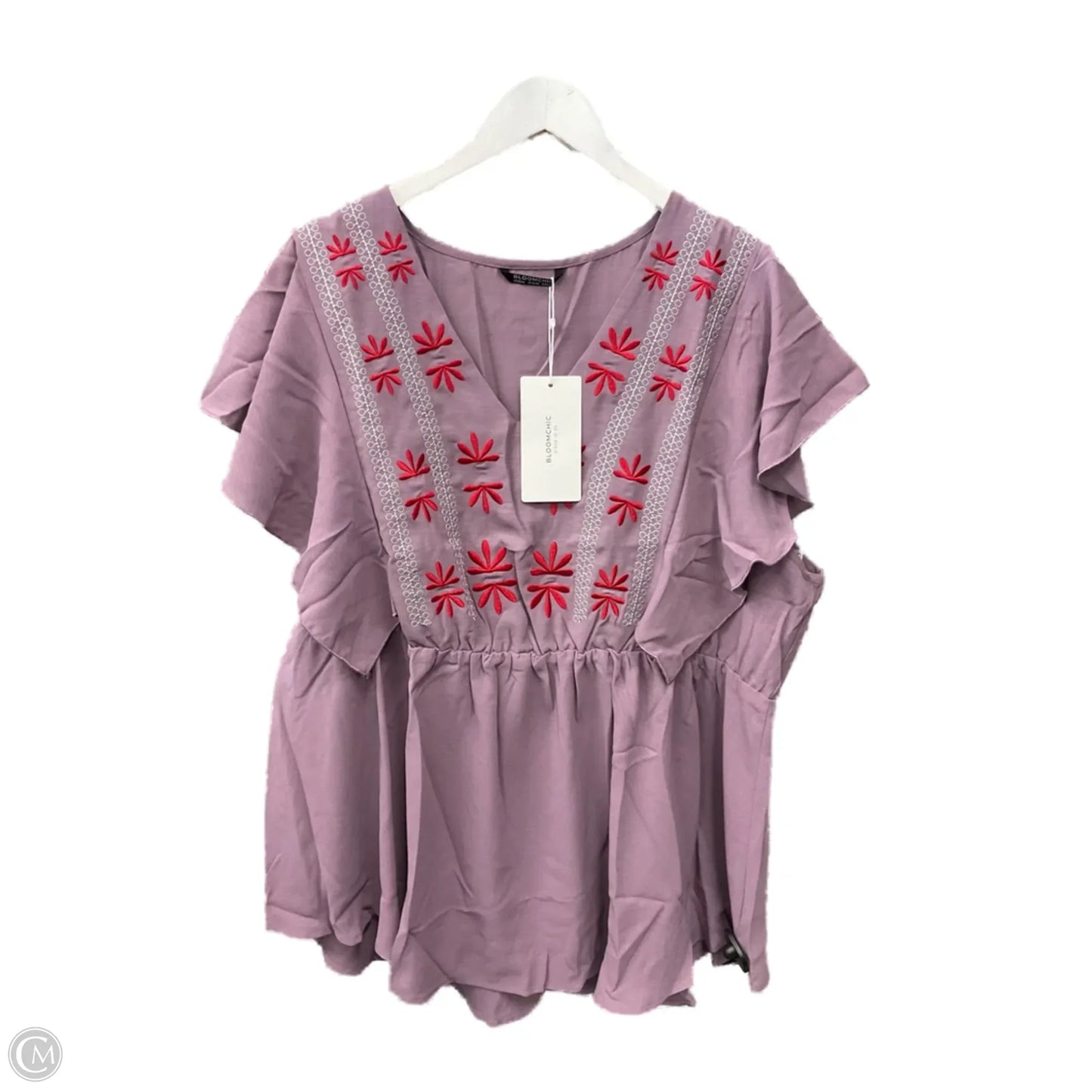 Top Short Sleeve By Bloomchic In Purple, Size: 3x