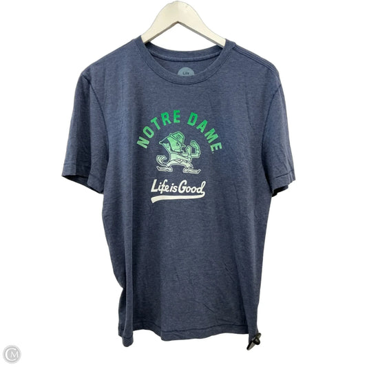 Athletic Top Short Sleeve By Life Is Good In Blue, Size: S