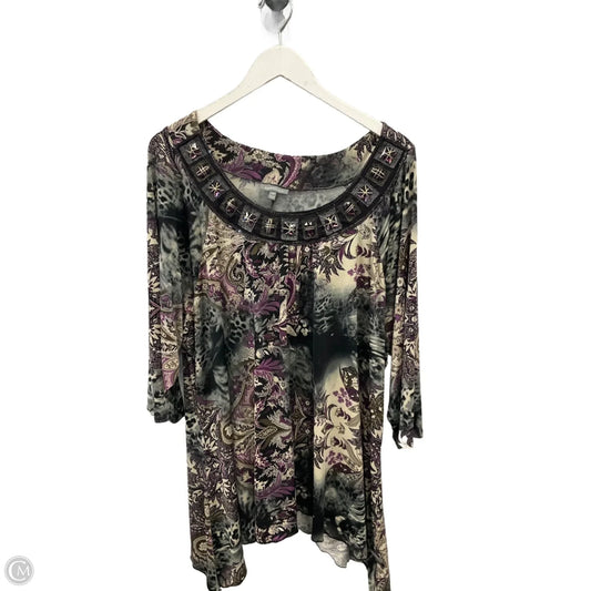 Top 3/4 Sleeve By Essentials In Purple, Size: 3x