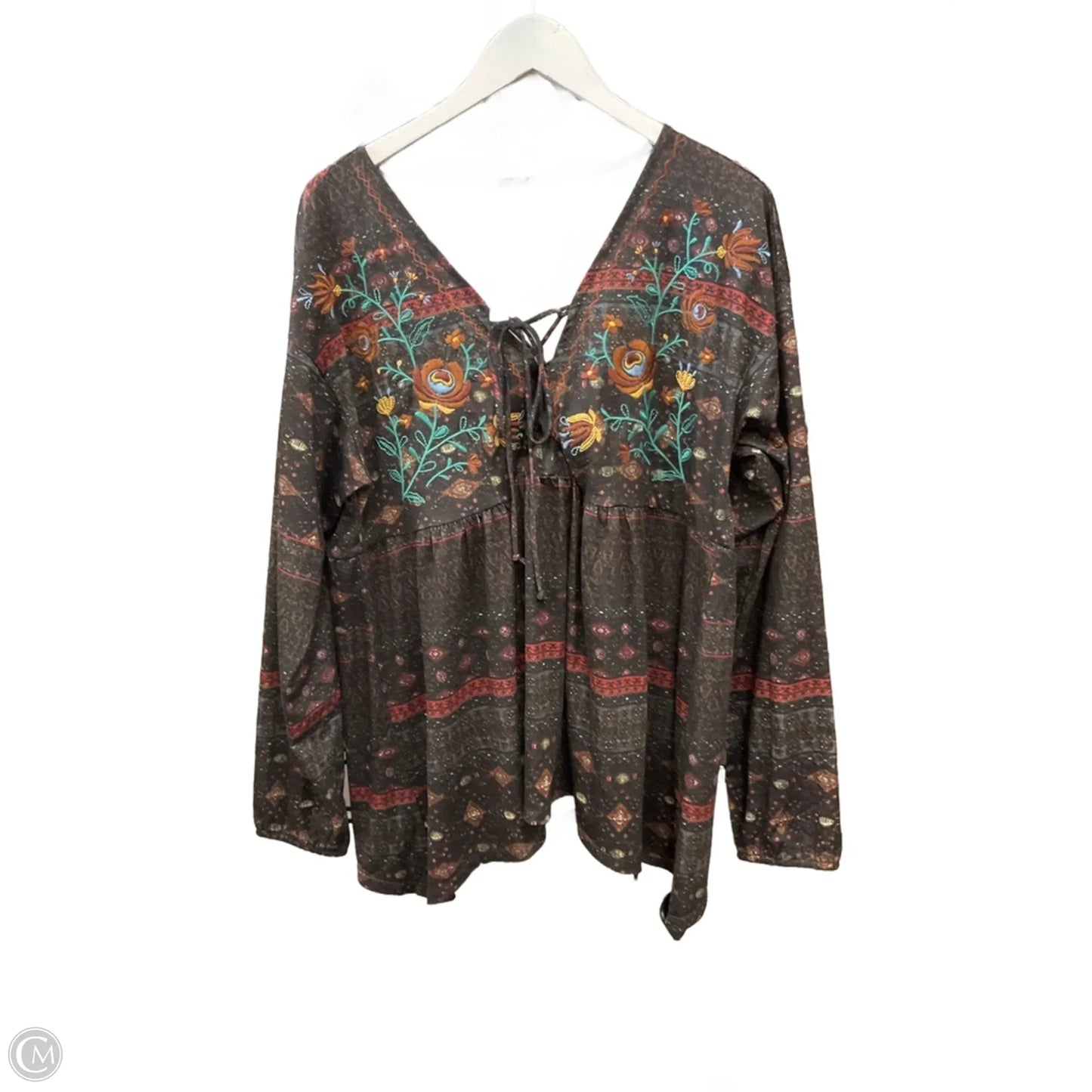 Top Long Sleeve By Maurices In Brown, Size: Xxl