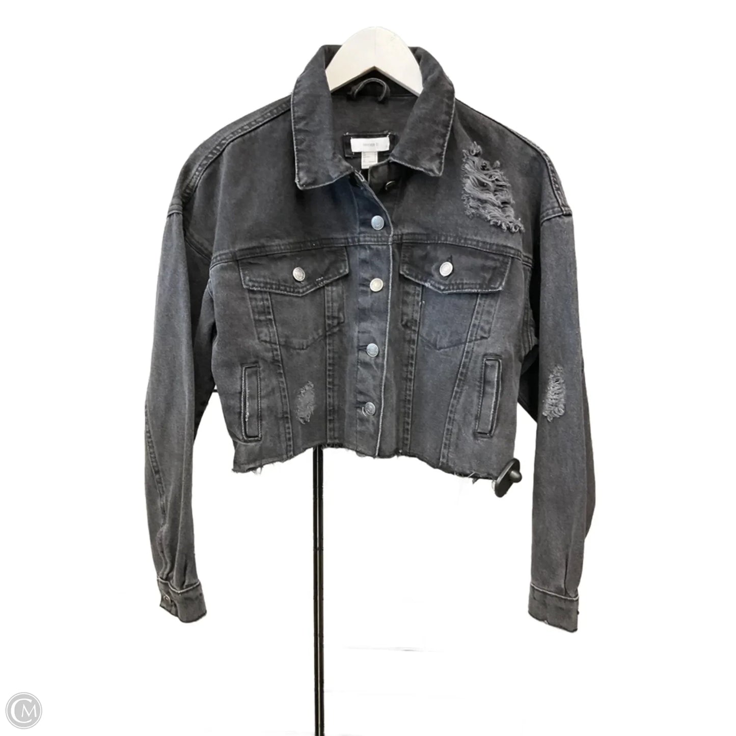 Jacket Denim By Forever 21 In Grey Denim, Size: S