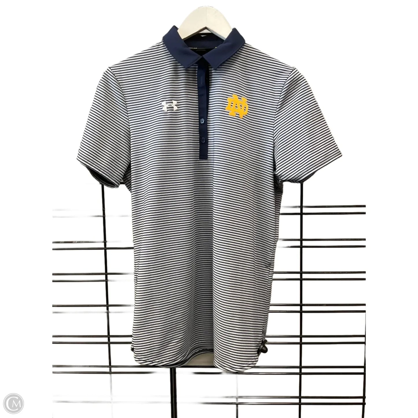 Athletic Top Short Sleeve By Under Armour In Blue & Grey, Size: M