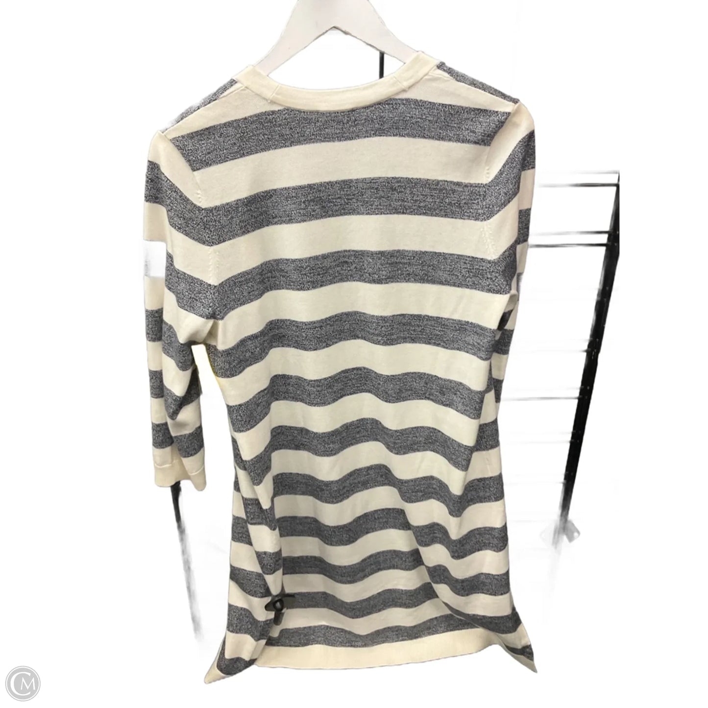 Sweater Cardigan By Talbots In Blue & White, Size: M