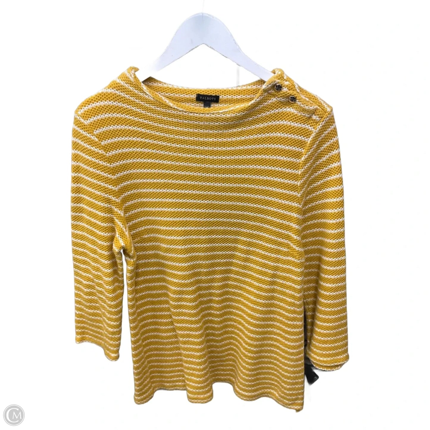 Top 3/4 Sleeve By Talbots In Yellow, Size: L