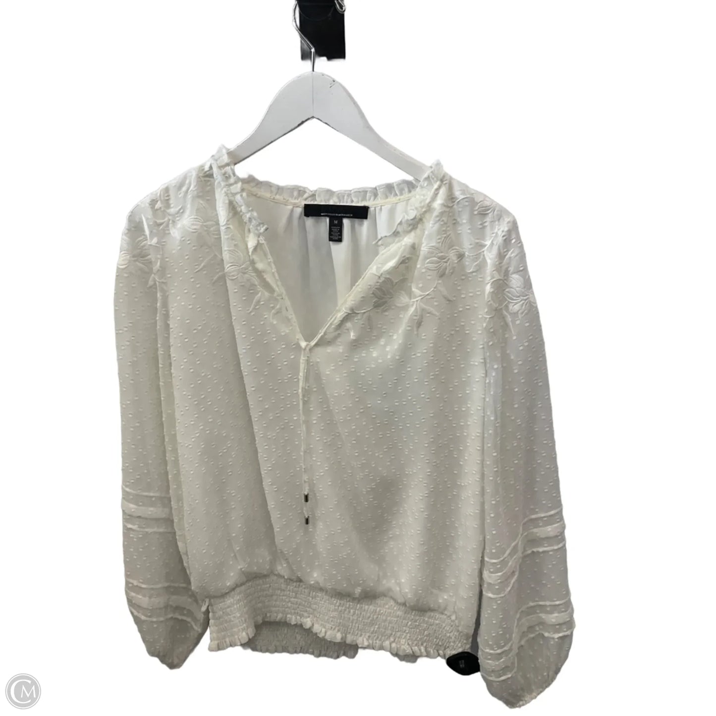 Top Long Sleeve By White House Black Market In White, Size: M