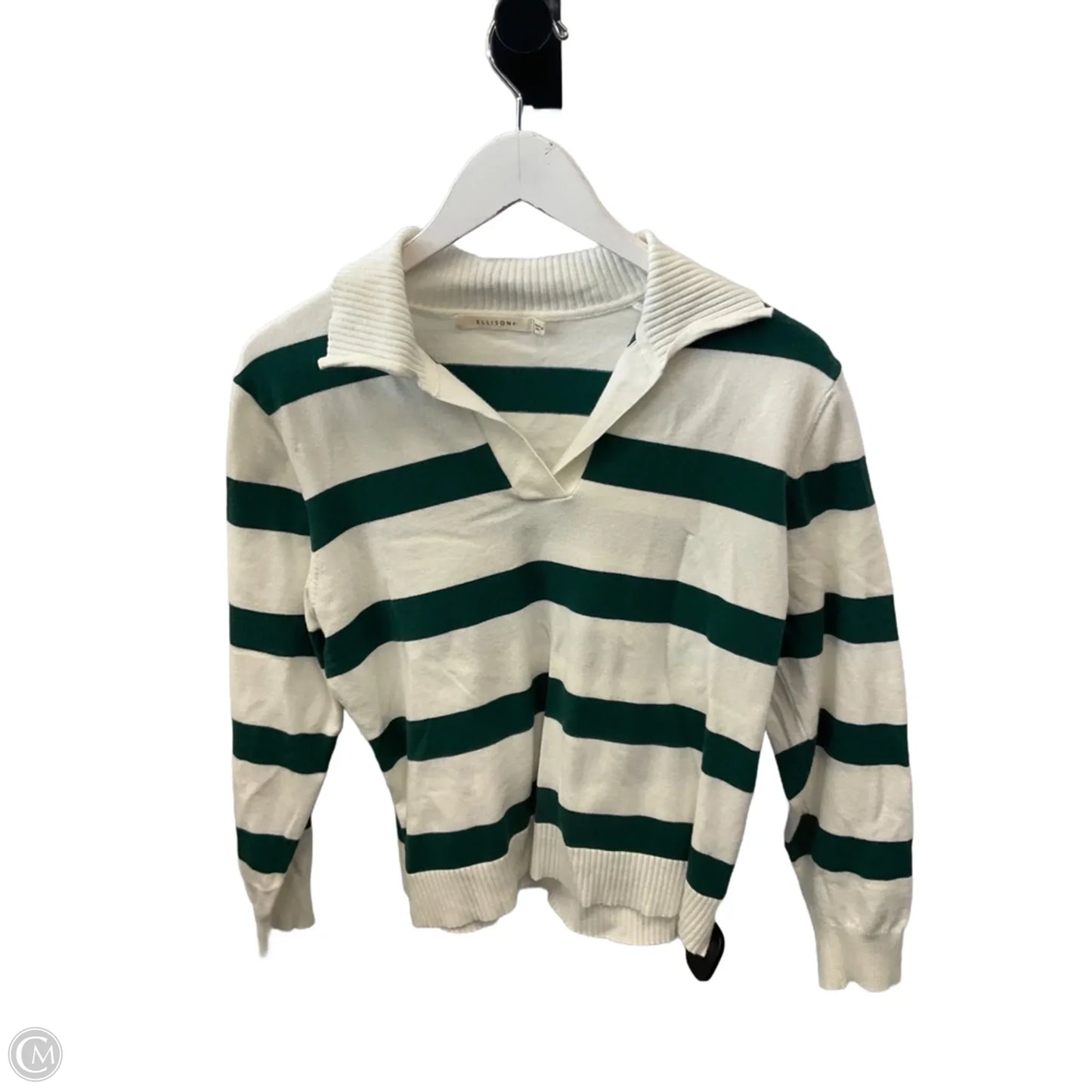 Top Long Sleeve By Ellison In Green & White, Size: M