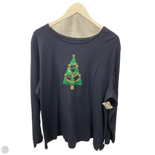 Top Long Sleeve By Croft And Barrow In Navy, Size: 2x