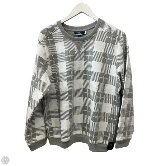 Sweatshirt Crewneck By Karen Scott In Grey & White, Size: L