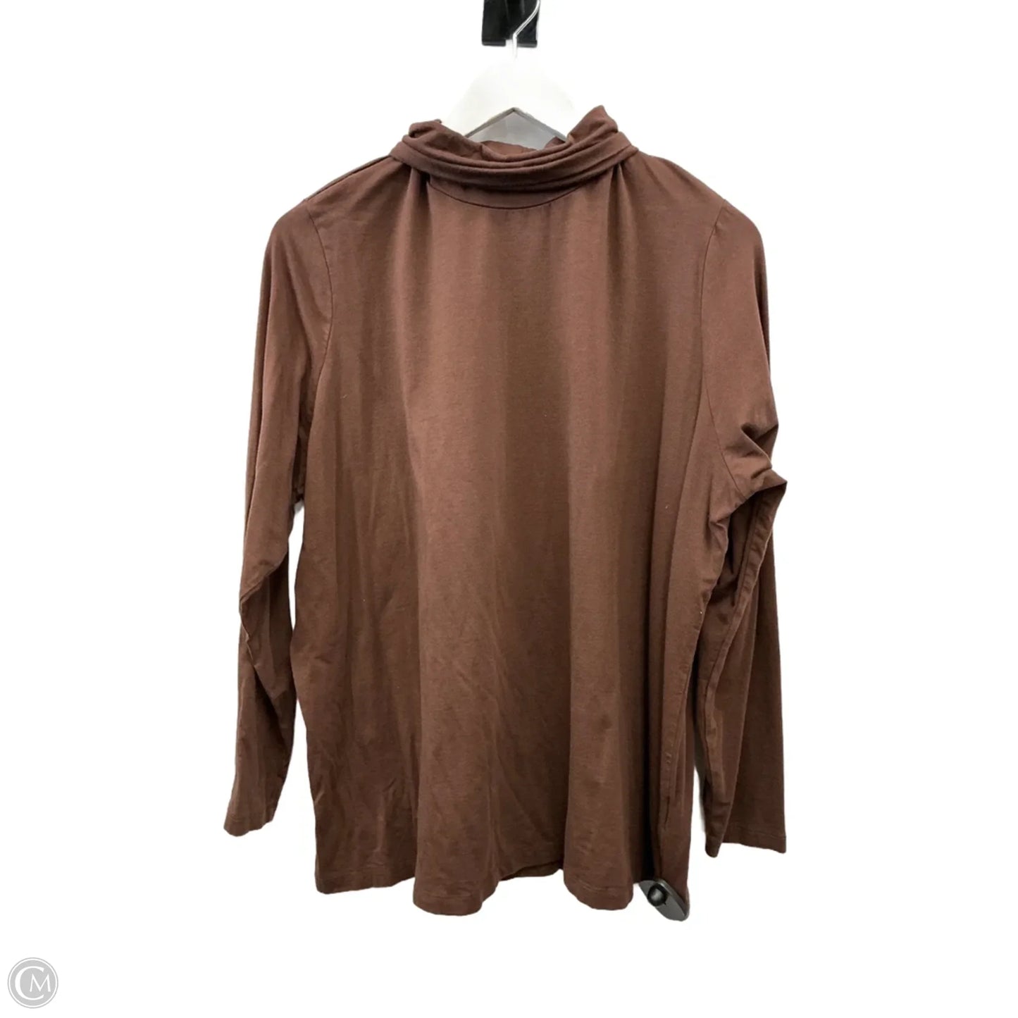 Top Long Sleeve Basic By Lands End In Brown, Size: 2x