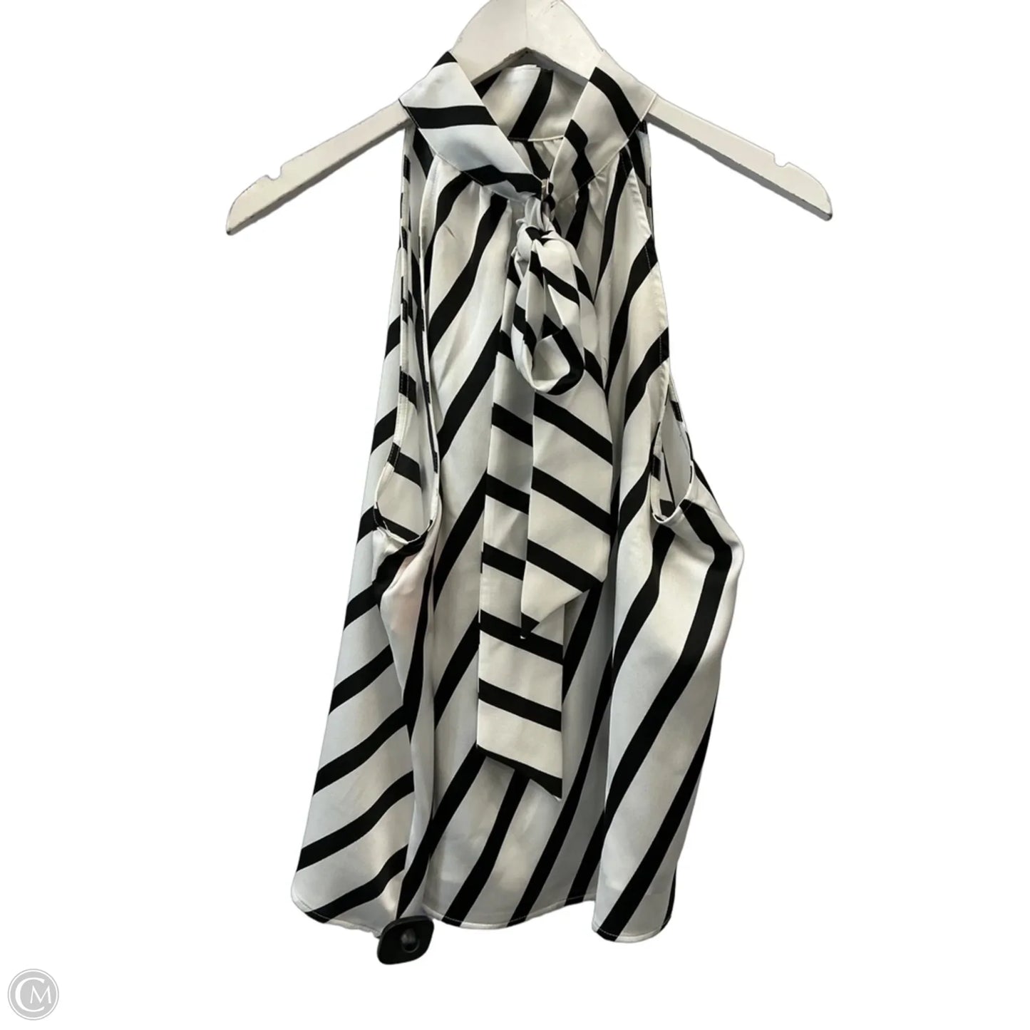 Top Sleeveless By Loft In Black & White, Size: L
