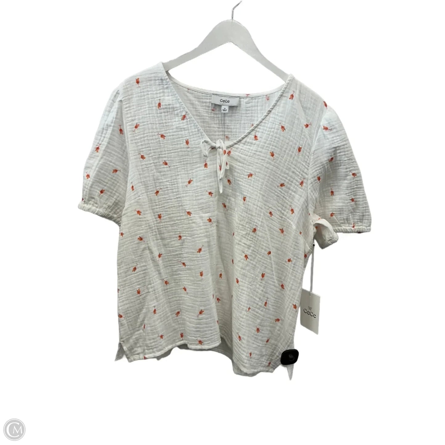 Top Short Sleeve By Cece In White, Size: Xl