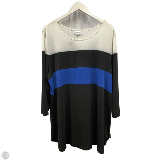 Top 3/4 Sleeve By Avenue In Black & Blue, Size: 2x