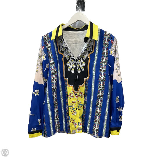 Top Long Sleeve By Clothes Mentor In Blue & Yellow, Size: M