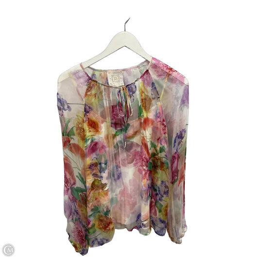Top 2pc Long Sleeve By Johnny Was In Floral Print, Size: L