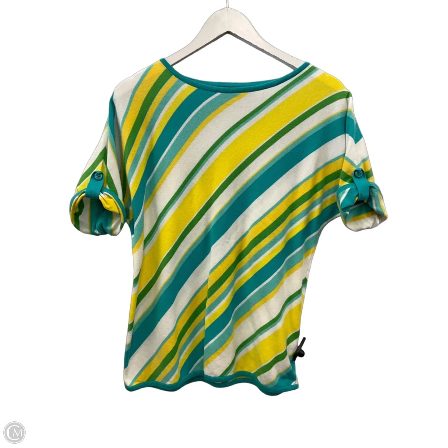 Top Short Sleeve By Jones New York In Green & Yellow, Size: M