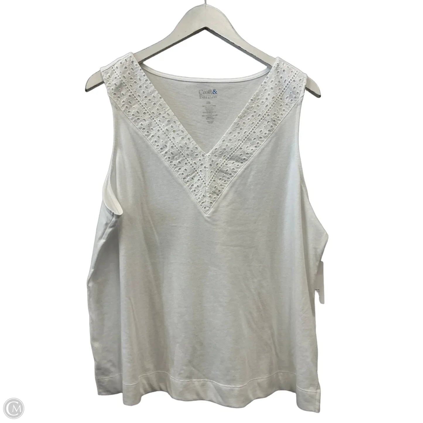 Top Sleeveless By Croft And Barrow In White, Size: L