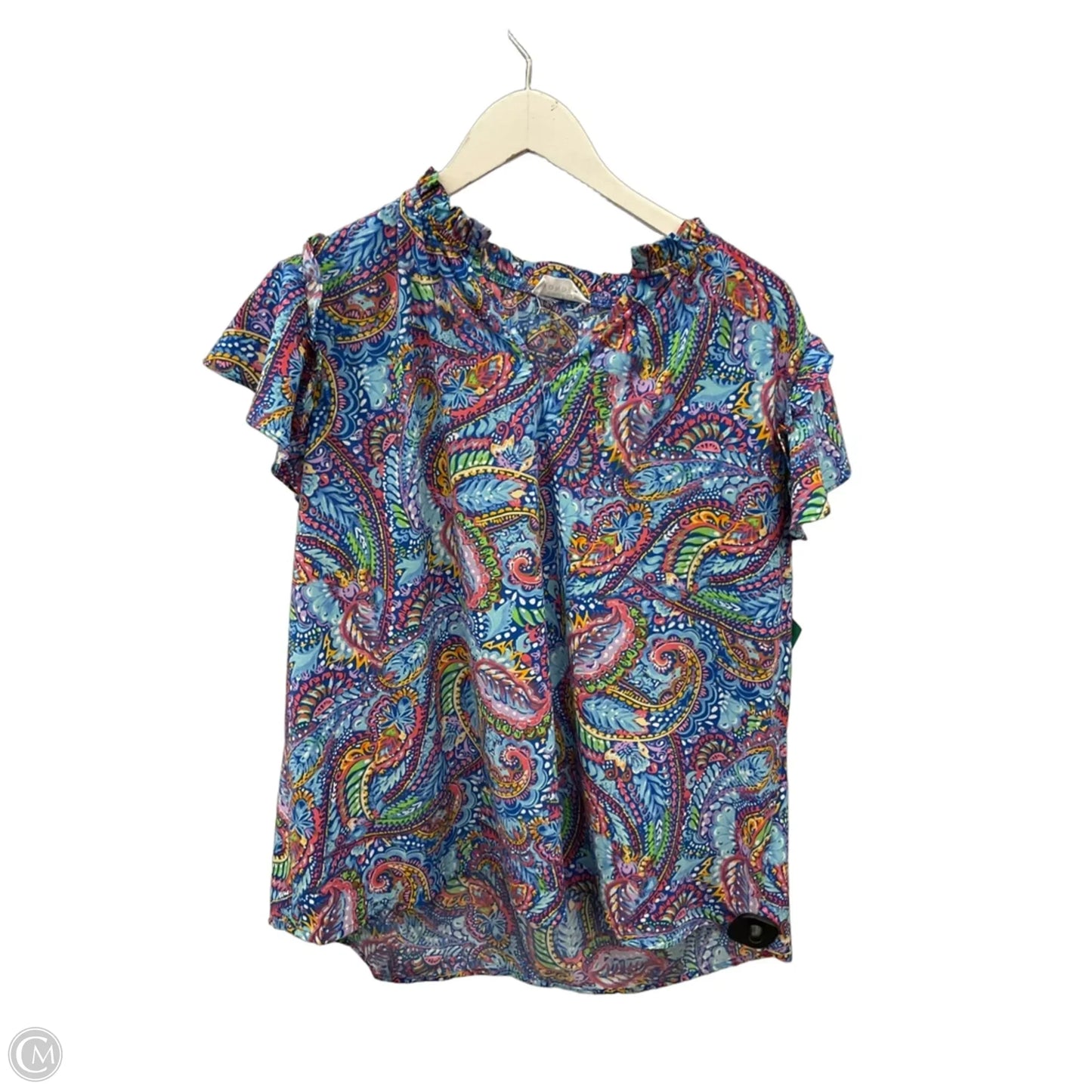 Top Short Sleeve By Emily Wonder In Blue, Size: Xl