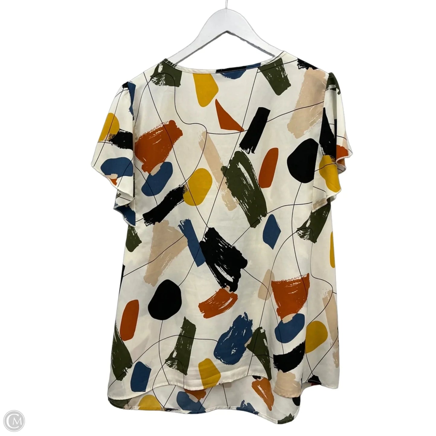Top Short Sleeve By Bloomchic In Cream & Green, Size: 1x