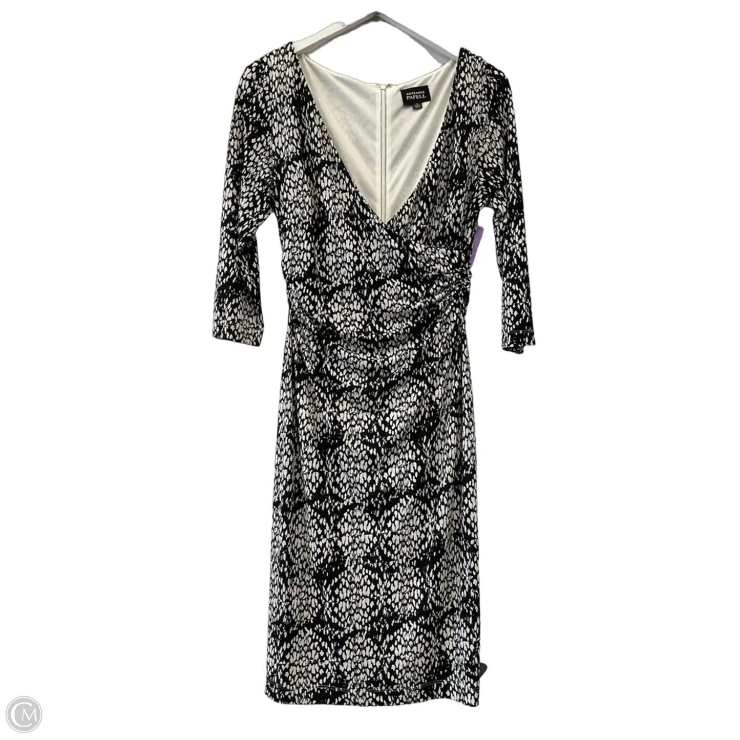Dress Casual Midi By Adrianna Papell In Black & White, Size: M