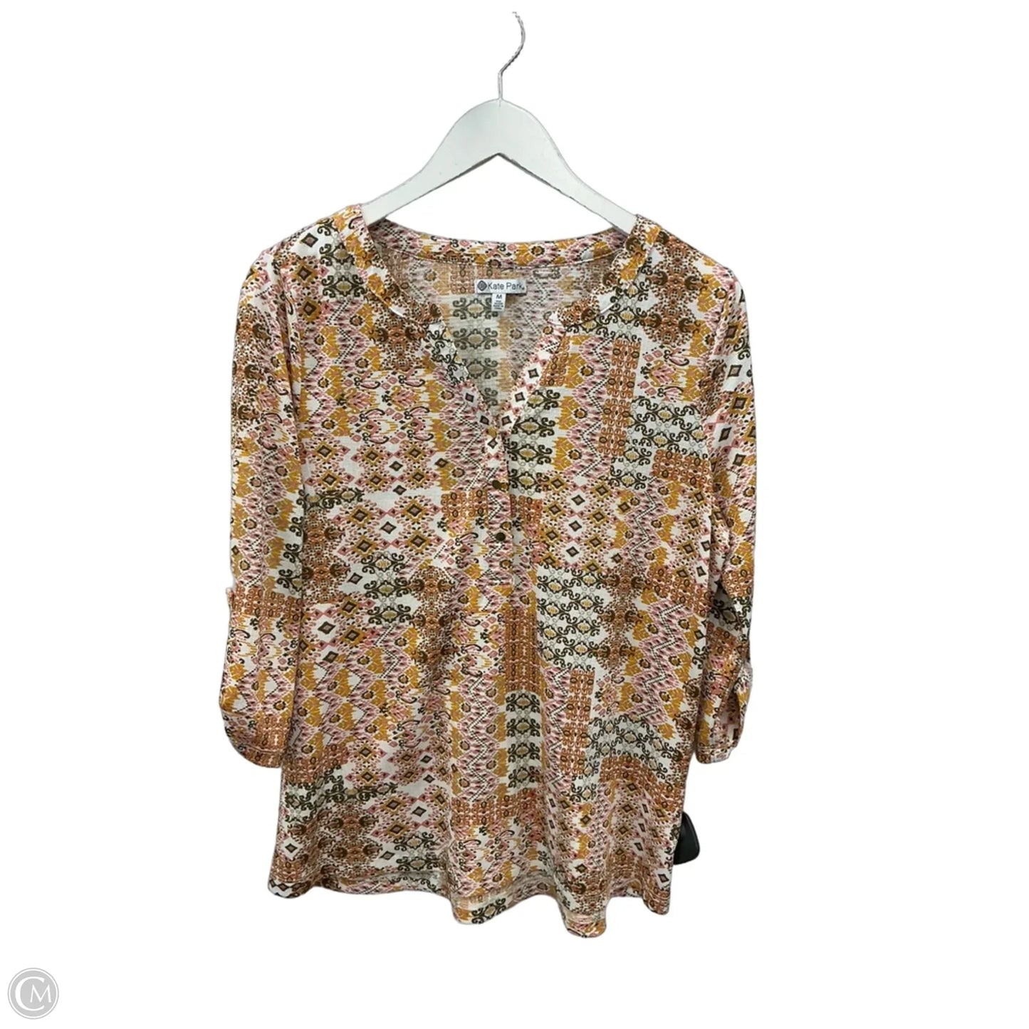 Top 3/4 Sleeve By Clothes Mentor In Yellow, Size: M