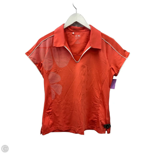 Athletic Top Short Sleeve By Adidas In Orange, Size: M