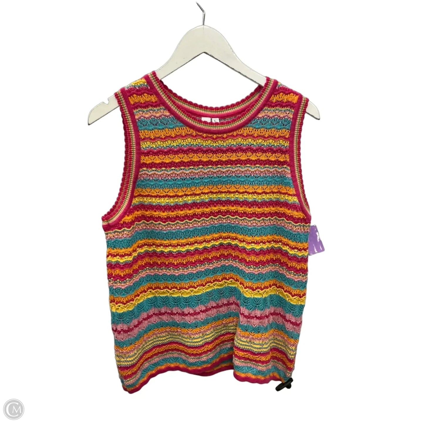 Top Sleeveless By Grace + Karma In Pink & Yellow, Size: L