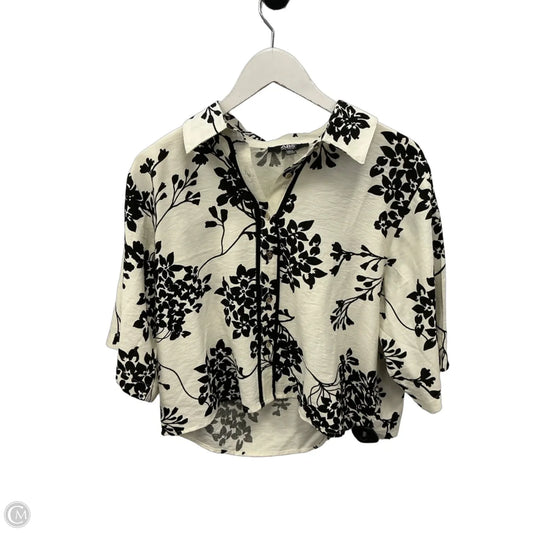 Top Short Sleeve By Abs In Black & Cream, Size: L