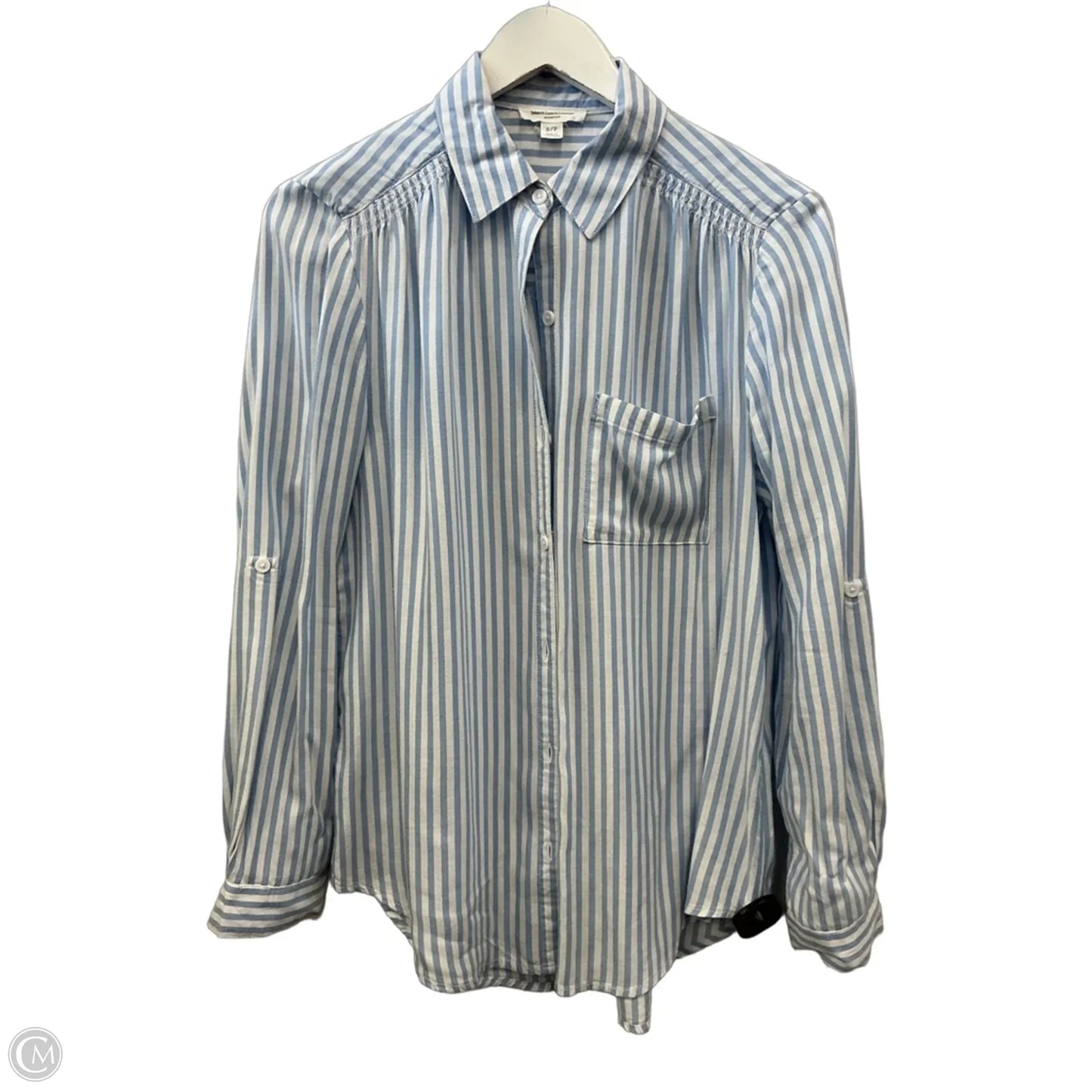 Top Long Sleeve By Beachlunchlounge In Blue & White, Size: S