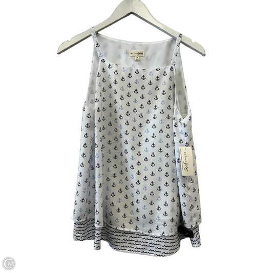Top Sleeveless By Maison Jules In Blue & White, Size: M