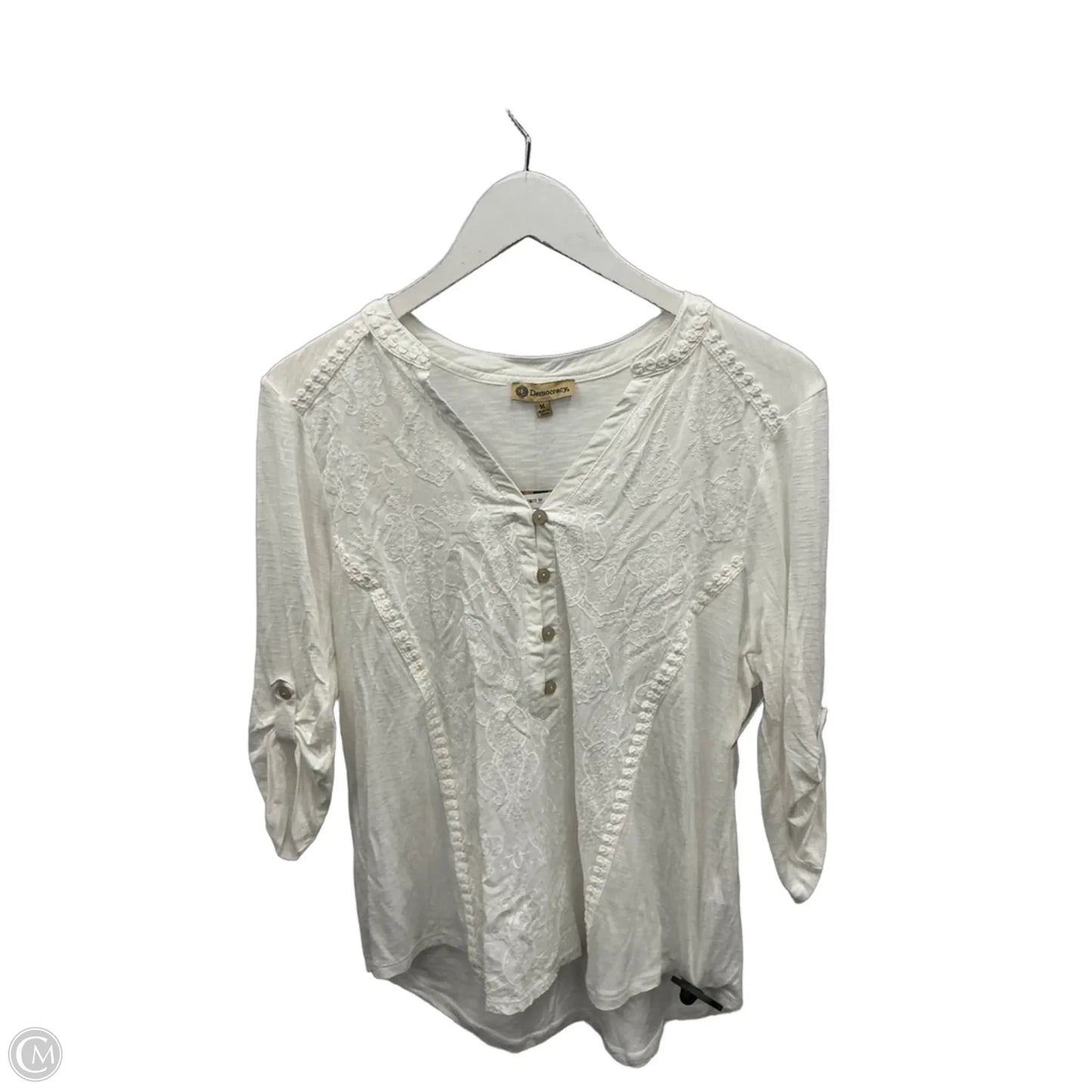 Top 3/4 Sleeve By Democracy In White, Size: M