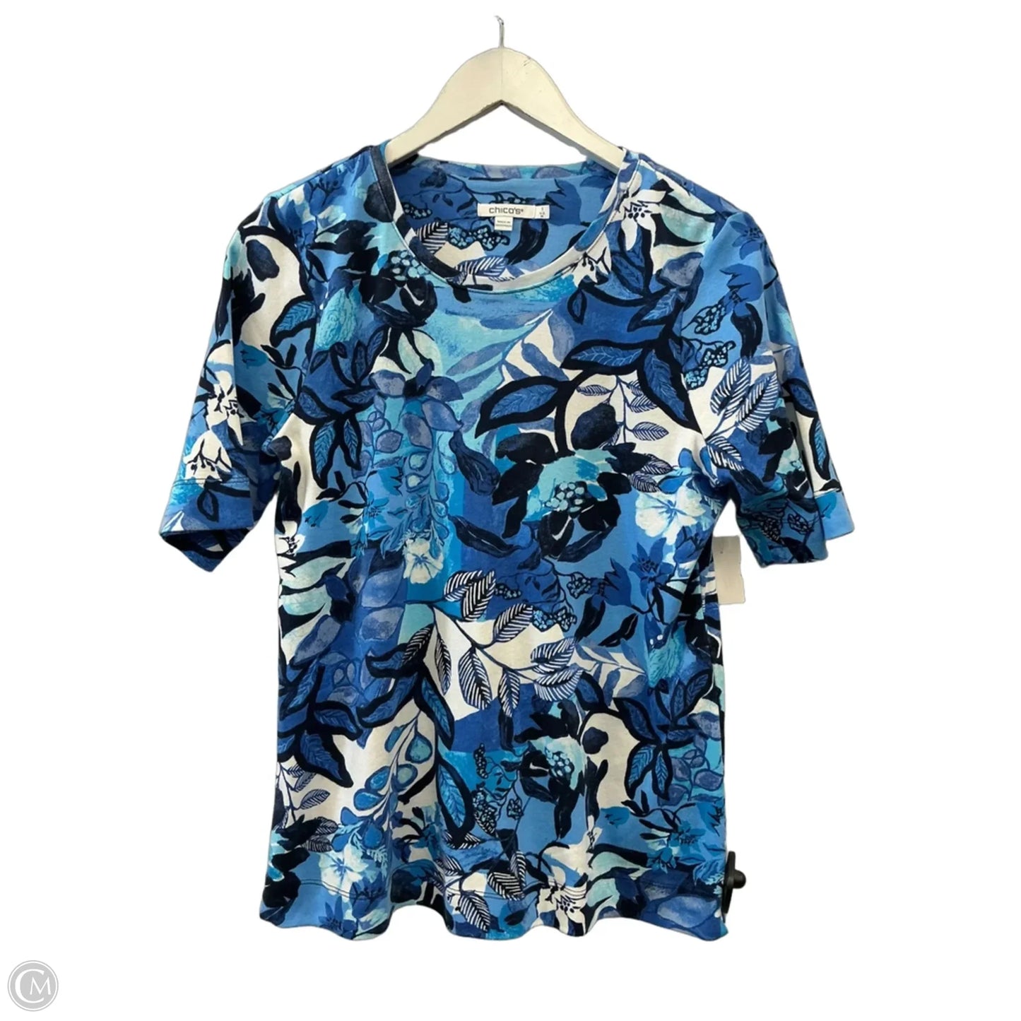 Top Short Sleeve By Chicos In Blue, Size: M