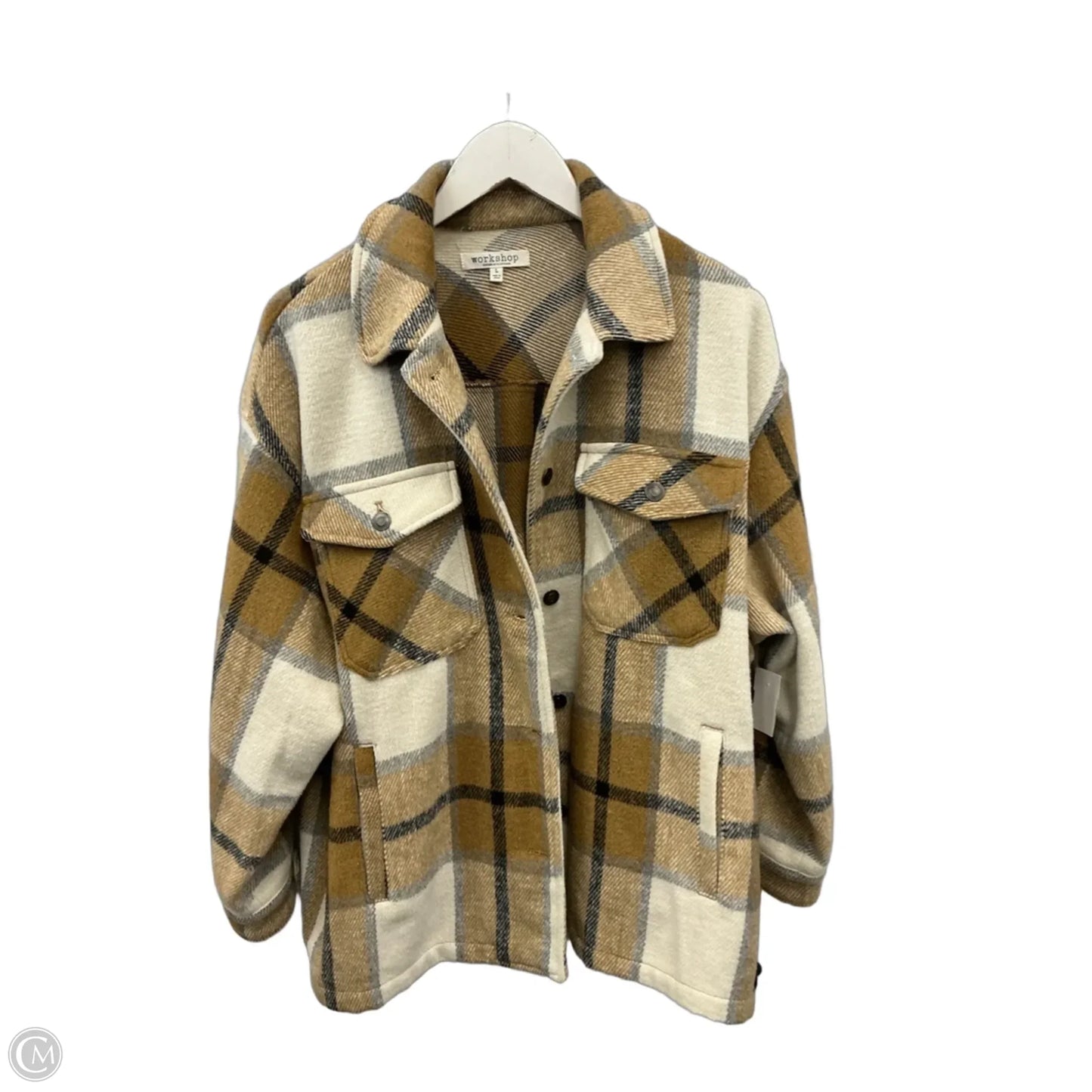 Jacket Shirt By Workshop In Tan, Size: L