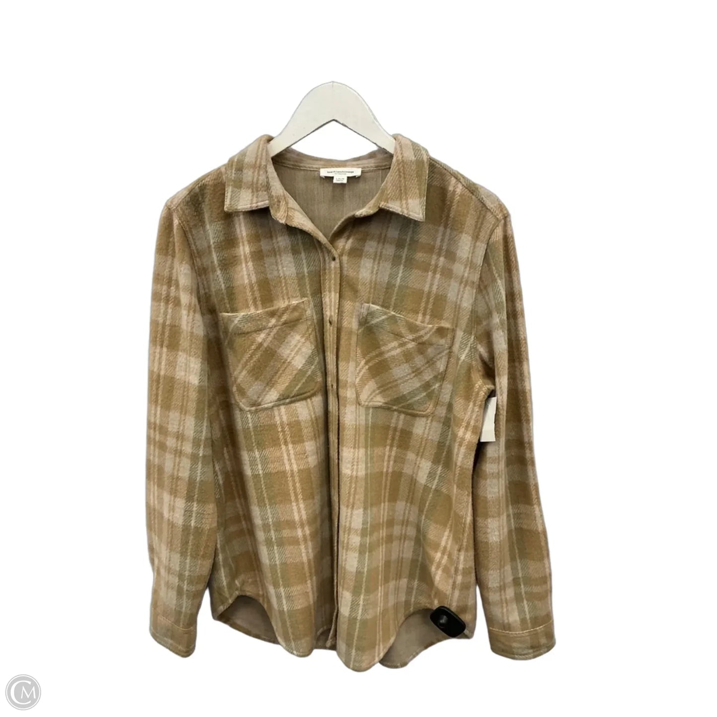 Jacket Shirt By Beachlunchlounge In Tan, Size: L