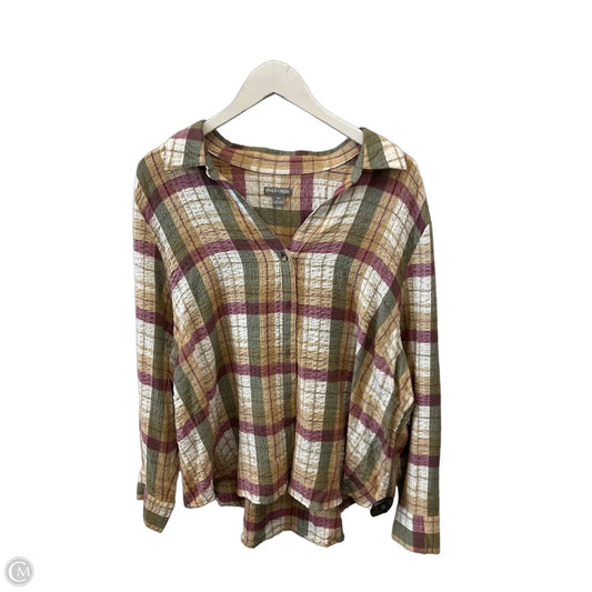 Top Long Sleeve By Falls Creek In Green & Purple, Size: 2x