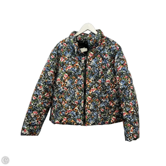 Jacket Puffer & Quilted By Time And Tru In Floral Print, Size: 1x